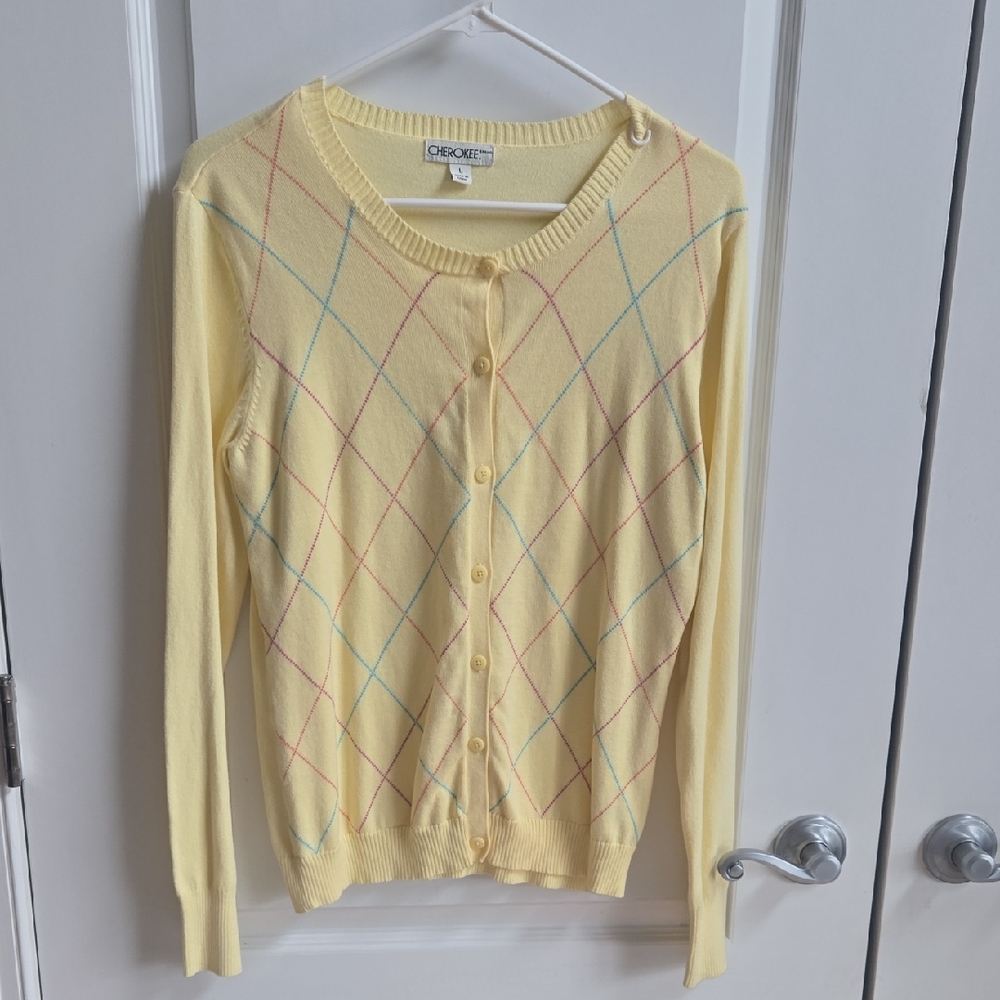 Cherokee Argyle Button Cardigan